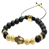 PULSERA MANO DE FÁTIMA CON PIEDRAS ONIX MATE